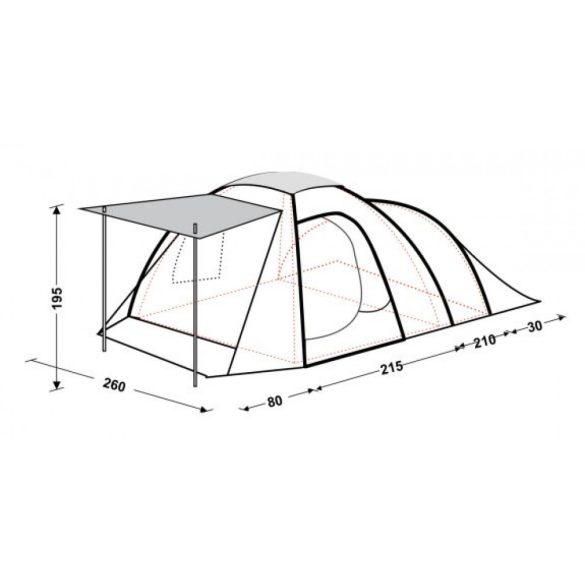 Sátor 4 személyes, 240 x 210 x 130 cm külső-