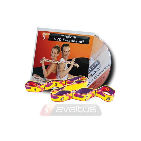 Elastiband fitnesz erősítő gumipánt + DVD, 10 kg-os közepes ellenállás,