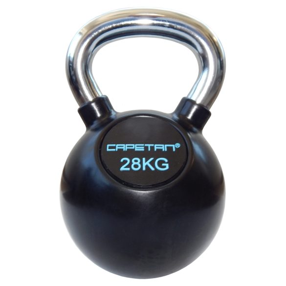 Capetan® Professional Line 28Kg Chromozott nyelű gumival bevont acél kettlebell